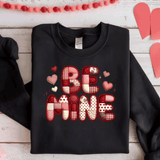 Comfort Colors® Be Mine Faux Patchwork, 3d Embossed Valentines Day Shirts,  Be Mine Faux Embroidery sweatshirts, Patchwork Be Mine Trending Faux YARN Shirts, Lovers Gift, MOM gift, Latch Hook Sweatheart Day