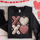 Comfort Colors® XOXO Faux Yarn, 3d Embossed Valentines Day Shirts, XOXO Faux Embroidery sweatshirts, Trending Faux YARN Shirts, Lovers Gift, MOM gift, Latch Hook Sweatheart Day