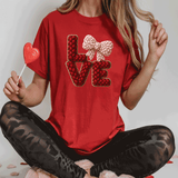 Comfort Colors® LOVE coquette BOW Faux Yarn, 3d Embossed Valentines Day Shirts, LOVE Faux Embroidery sweatshirts, coquette BOW Trending Faux YARN Shirts, Lovers Gift, MOM gift, Latch Hook Sweatheart Day