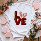 Comfort Colors® LOVE coquette BOW Faux Yarn, 3d Embossed Valentines Day Shirts, LOVE Faux Embroidery sweatshirts, coquette BOW Trending Faux YARN Shirts, Lovers Gift, MOM gift, Latch Hook Sweatheart Day