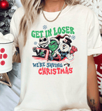 Comfort Colors, Get In Loser We're Saving Christmas Comfort Colors Shirt, Snowman Crewneck, Fall shirt, Funny shirt, Vintage Crewneck Tee, Xmas Movie Shirt