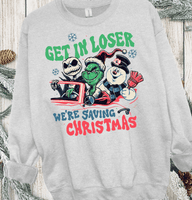 Comfort Colors, Get In Loser We're Saving Christmas Comfort Colors Shirt, Snowman Crewneck, Fall shirt, Funny shirt, Vintage Crewneck Tee, Xmas Movie Shirt