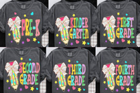 First Grade Pre K Second Third Grade fourth grade Teacher Shirt, Back to School 1st Grade Tee, Teacher Appreciation Gift, Cute Elementary School, Coquette Bow