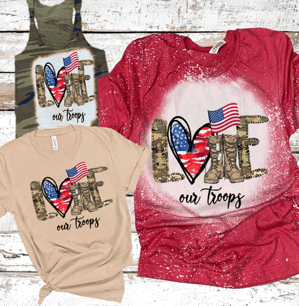 LOVE our troops Heart Flag Combat boots Camo
