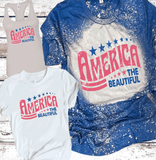 Retro Vintage Distressed America the Beautiful Bleached Tees