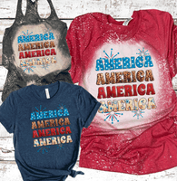 Leopard America Repeat Bleached Tees DTF Tees and Films