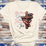 Retro USA shirt, She Loves Jesus And America Too, Womens USA Crewneck shirt, USA Shirt, America shirt, 4th of July shirt