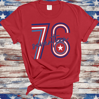 Seventeen 76 Happy 4th of July Freedom Fireworks BBQ Stars, 4th of July Tee, Western Women's Patriotic Shirt, Red White and Blue