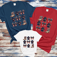 Highland Cow 4th of July Shirt, Coquette American Flag Shirt, USA Bow Shirt, Farmlife 4th of July Tee, Western Women's Patriotic Shirt, Red White and Blue