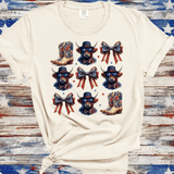 Highland Cow 4th of July Shirt, Coquette American Flag Shirt, USA Bow Shirt, Farmlife 4th of July Tee, Western Women's Patriotic Shirt, Red White and Blue