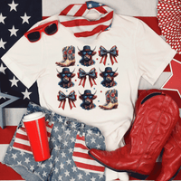 Highland Cow 4th of July Shirt, Coquette American Flag Shirt, USA Bow Shirt, Farmlife 4th of July Tee, Western Women's Patriotic Shirt, Red White and Blue