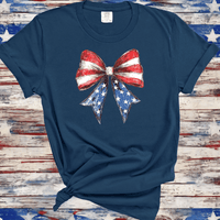 Comfort Colors®  4th of July Shirt, Coquette American Flag Shirt, USA Bow Shirt, 4th of July Tee, Women's Patriotic Shirt, Red White and Blue