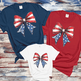 Comfort Colors®  4th of July Shirt, Coquette American Flag Shirt, USA Bow Shirt, 4th of July Tee, Women's Patriotic Shirt, Red White and Blue