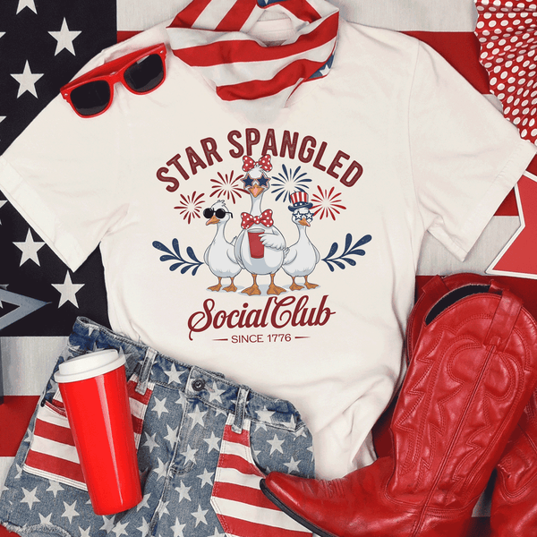 Comfort Colors® Fourth of July Shirt Cute Chickens Tee – Star Spangled Social Club Patriotic Summer Top, Memorial Day Tee