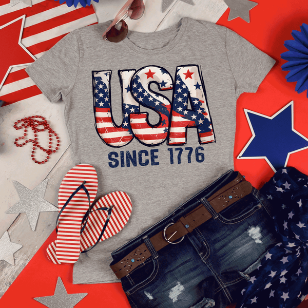 Vintage Floral USA Shirt, Patriotic Shirts, Independence Shirt, 4Th July For Women, 4Th Of July Flag, USA T-shirt, Floral American Flag