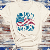 She Loves Jesus And America Too Shirt, Independence Day Shirt, Christian Shirt, 4th of July Shirt, America Retro Shirt, Usa Shirt, USA Flag