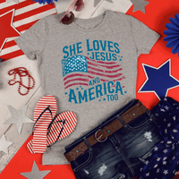 She Loves Jesus And America Too Shirt, Independence Day Shirt, Christian Shirt, 4th of July Shirt, America Retro Shirt, Usa Shirt, USA Flag