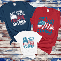 She Loves Jesus And America Too Shirt, Independence Day Shirt, Christian Shirt, 4th of July Shirt, America Retro Shirt, Usa Shirt, USA Flag