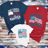 She Loves Jesus And America Too Shirt, Independence Day Shirt, Christian Shirt, 4th of July Shirt, America Retro Shirt, Usa Shirt, USA Flag