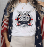 Comfort Colors USA 250th Faux Yarn Anniversary Shirts, 1776–2026 United States of America Eagle Emblem Faux Latch hook image, 1776–2026 USAAnniversary matching family shirts