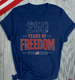 Comfort Colors USA 250th Anniversary Shirts, 250 Years of Freedom 1776 - 2026 4th of July Matching Family