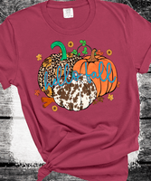 Hello Fall Cow Leopard Pumpkins Comfort Colors