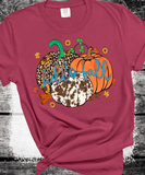 Hello Fall Cow Leopard Pumpkins Comfort Colors