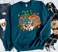 Hello Fall Cow Leopard Pumpkins Comfort Colors