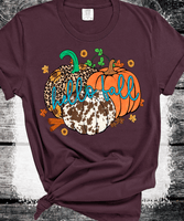 Hello Fall Cow Leopard Pumpkins Comfort Colors