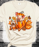 Fall Coffee Pig Pumpkin Comfort Colors