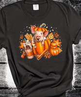 Fall Coffee Pig Pumpkin Comfort Colors