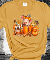 Fall Coffee Pig Pumpkin Comfort Colors