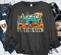 Tis the season Vintage Green Truck Fall Thanksgiving Comfort Colors