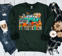 Tis the season Vintage Green Truck Fall Thanksgiving Comfort Colors