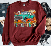 Tis the season Vintage Green Truck Fall Thanksgiving Comfort Colors