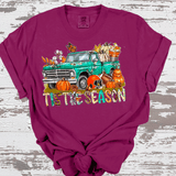 Tis the season Vintage Green Truck Fall Thanksgiving Comfort Colors