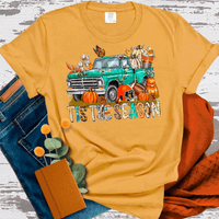 Tis the season Vintage Green Truck Fall Thanksgiving Comfort Colors