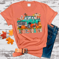 Tis the season Vintage Green Truck Fall Thanksgiving Comfort Colors