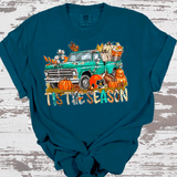 Tis the season Vintage Green Truck Fall Thanksgiving Comfort Colors