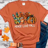 Peace Love Fall Leopard Pumpkins Country Western Shirts