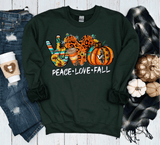 Peace Love Fall Leopard Pumpkins Country Western Shirts