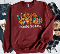 Peace Love Fall Leopard Pumpkins Country Western Shirts