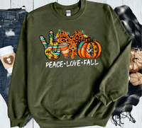 Peace Love Fall Leopard Pumpkins Country Western Shirts