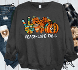 Peace Love Fall Leopard Pumpkins Country Western Shirts