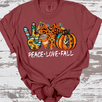 Peace Love Fall Leopard Pumpkins Country Western Shirts