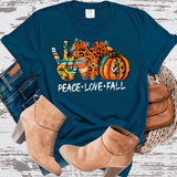 Peace Love Fall Leopard Pumpkins Country Western Shirts