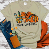 Peace Love Fall Leopard Pumpkins Country Western Shirts