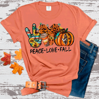 Peace Love Fall Leopard Pumpkins Country Western Shirts