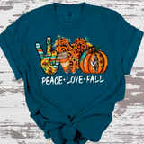 Peace Love Fall Leopard Pumpkins Country Western Shirts