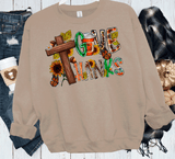 Give Thanks Cross BOHO Thanksgiving Fall Comfort Colors Family Shirts